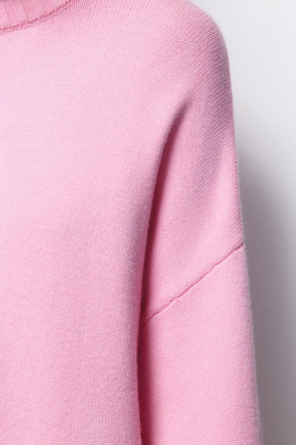Свитер вязаный свободный с воротником - цвет розовый - 7