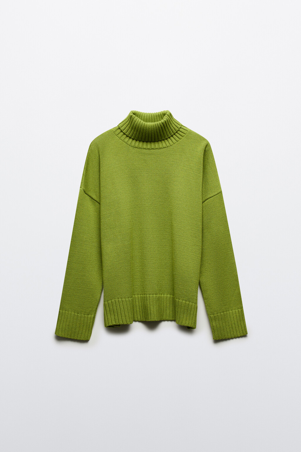 Свитер свободный с боковыми разрезами - цвет зеленый - 7