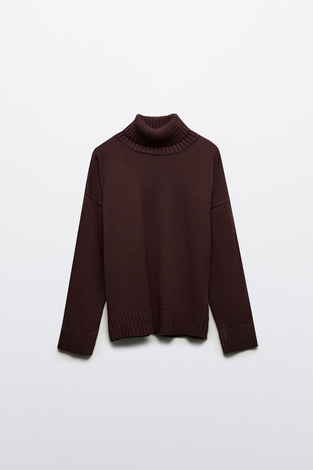 Свитер свободный с боковыми разрезами - цвет коричневый - 8