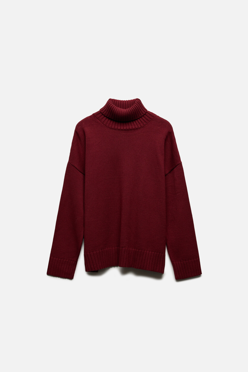 Свитер свободный с боковыми разрезами - цвет бордовый - 7