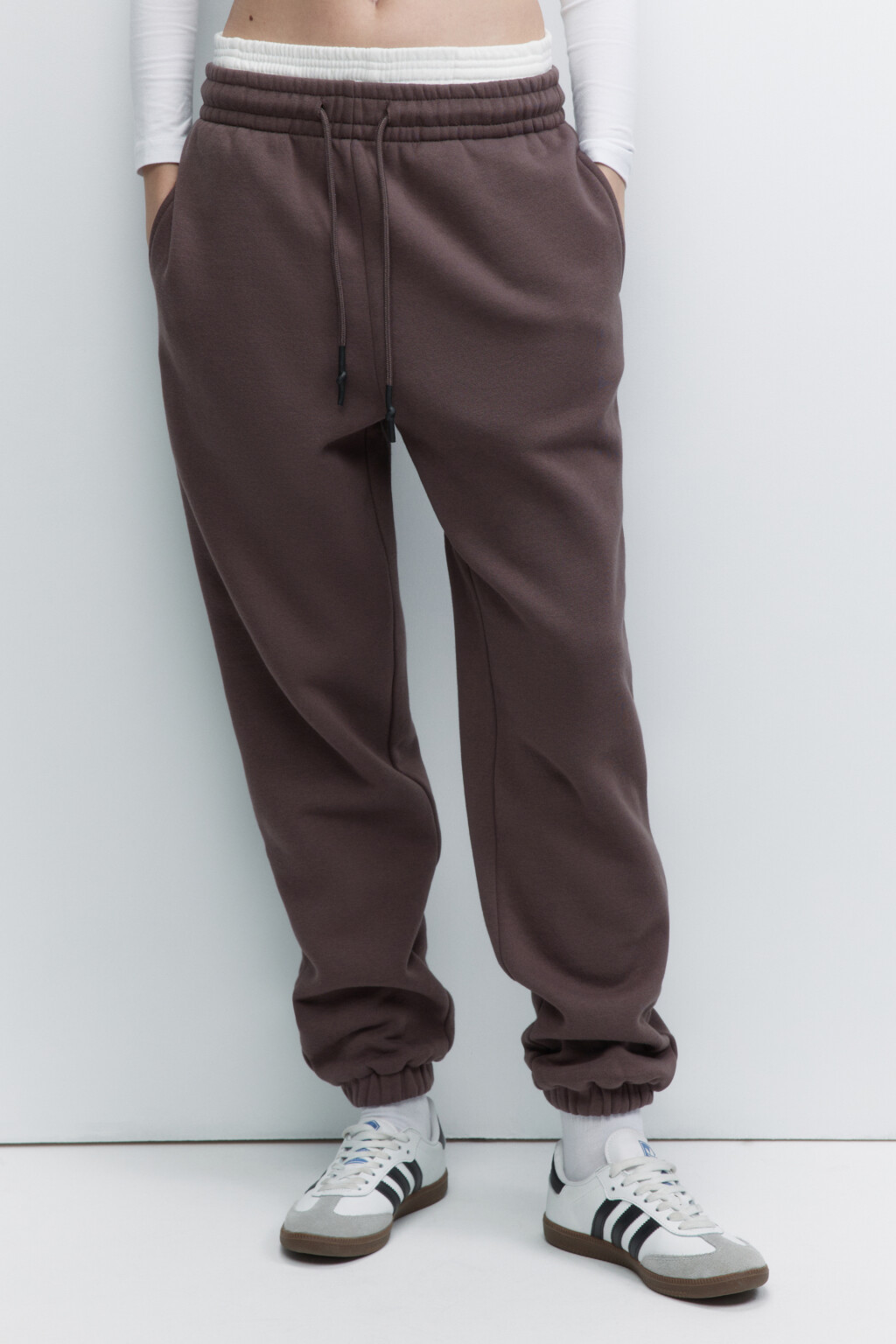 Брюки-джоггеры утепленные с начесом - цвет бежевый - 1