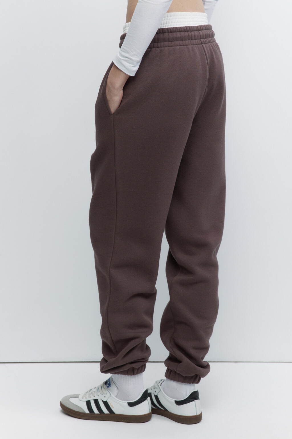 Брюки-джоггеры утепленные с начесом - цвет бежевый - 3