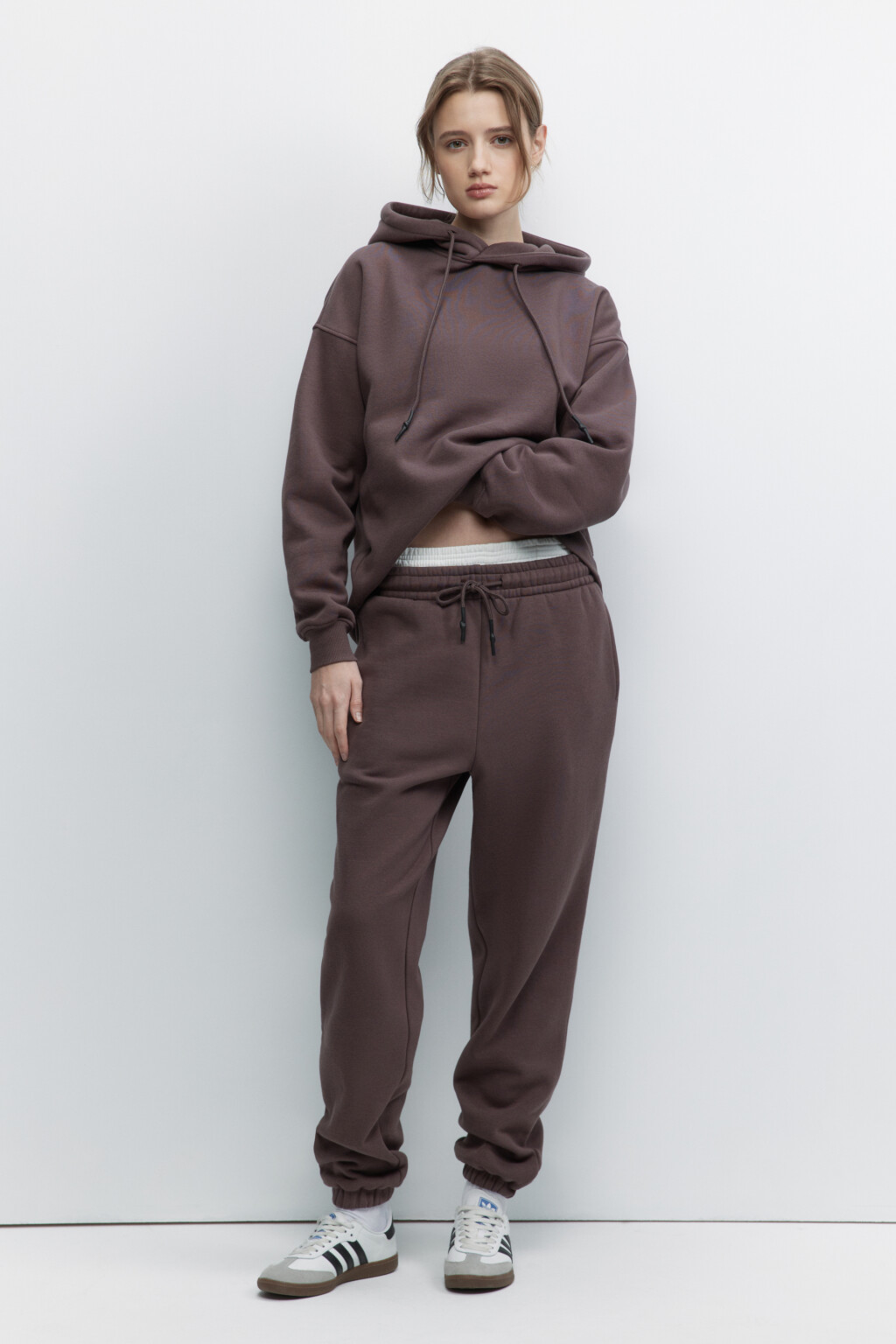 Брюки-джоггеры утепленные с начесом - цвет бежевый - 4