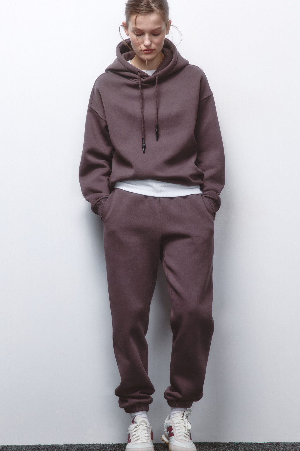 Брюки-джоггеры утепленные с начесом - цвет бежевый - 2