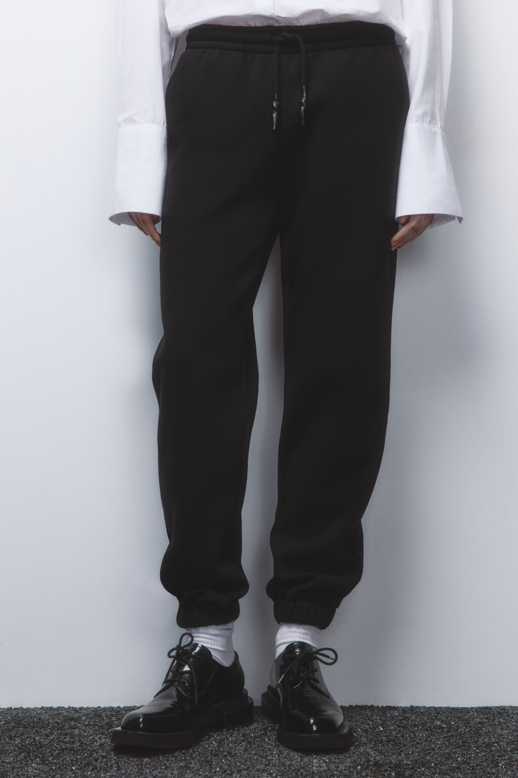 Брюки-джоггеры утепленные с начесом - цвет черный - 3