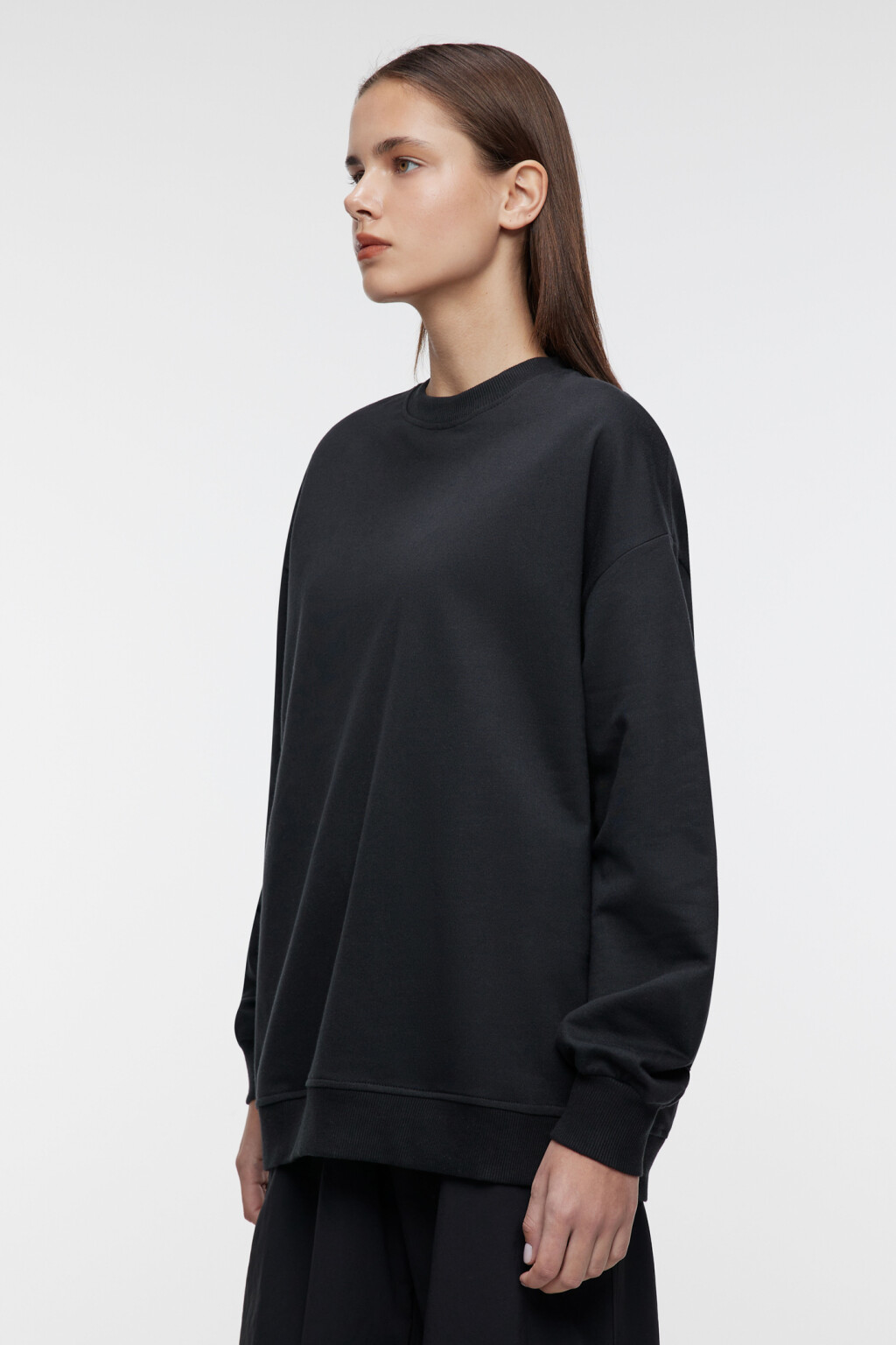 Свитшот SWEATSHIRT оверсайз базовый - цвет черный - 3