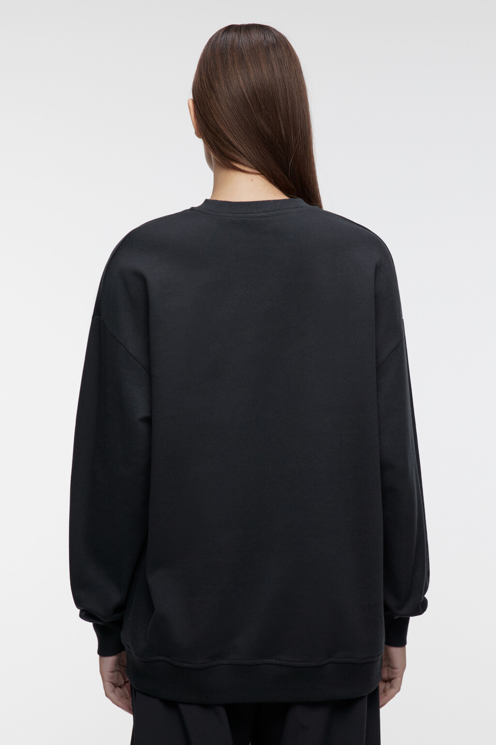 Свитшот SWEATSHIRT оверсайз базовый - цвет черный - 4