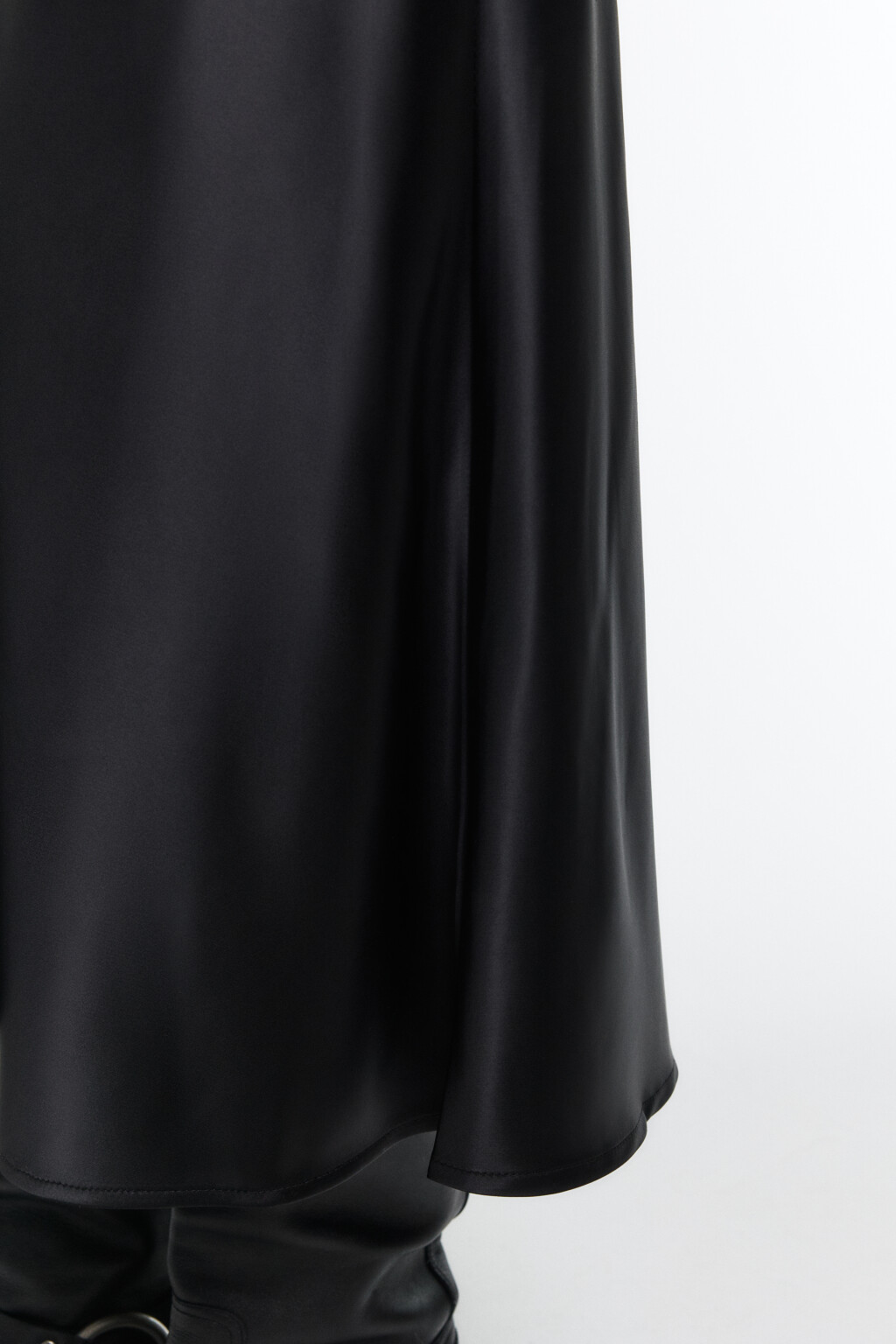 Юбка-годе макси атласная - цвет черный - 7