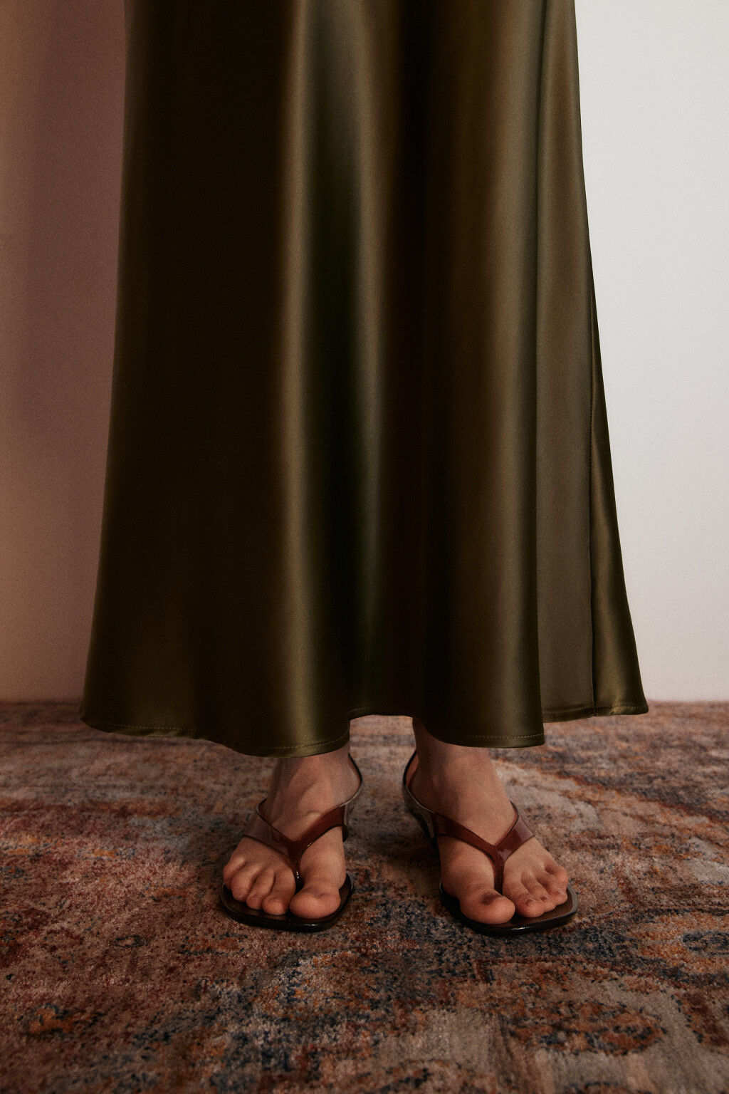 Юбка-годе макси атласная - цвет зеленый - 7