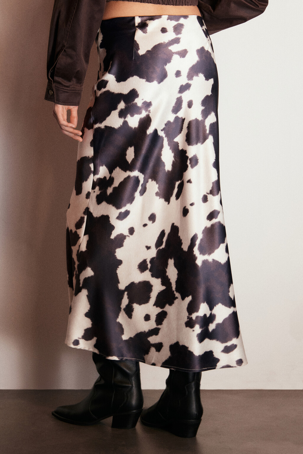 Юбка-годе макси атласная - цвет бежевый - 3