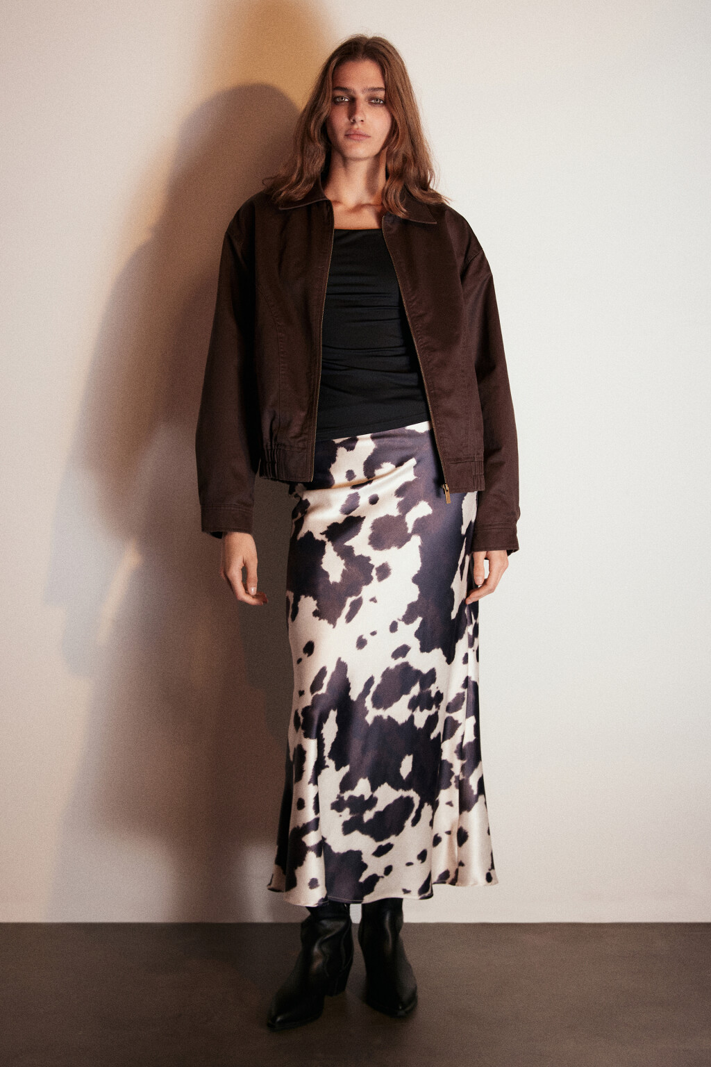 Юбка-годе макси атласная - цвет бежевый - 4