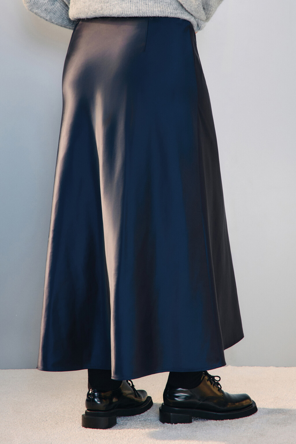 Юбка-годе макси атласная - цвет синий - 4