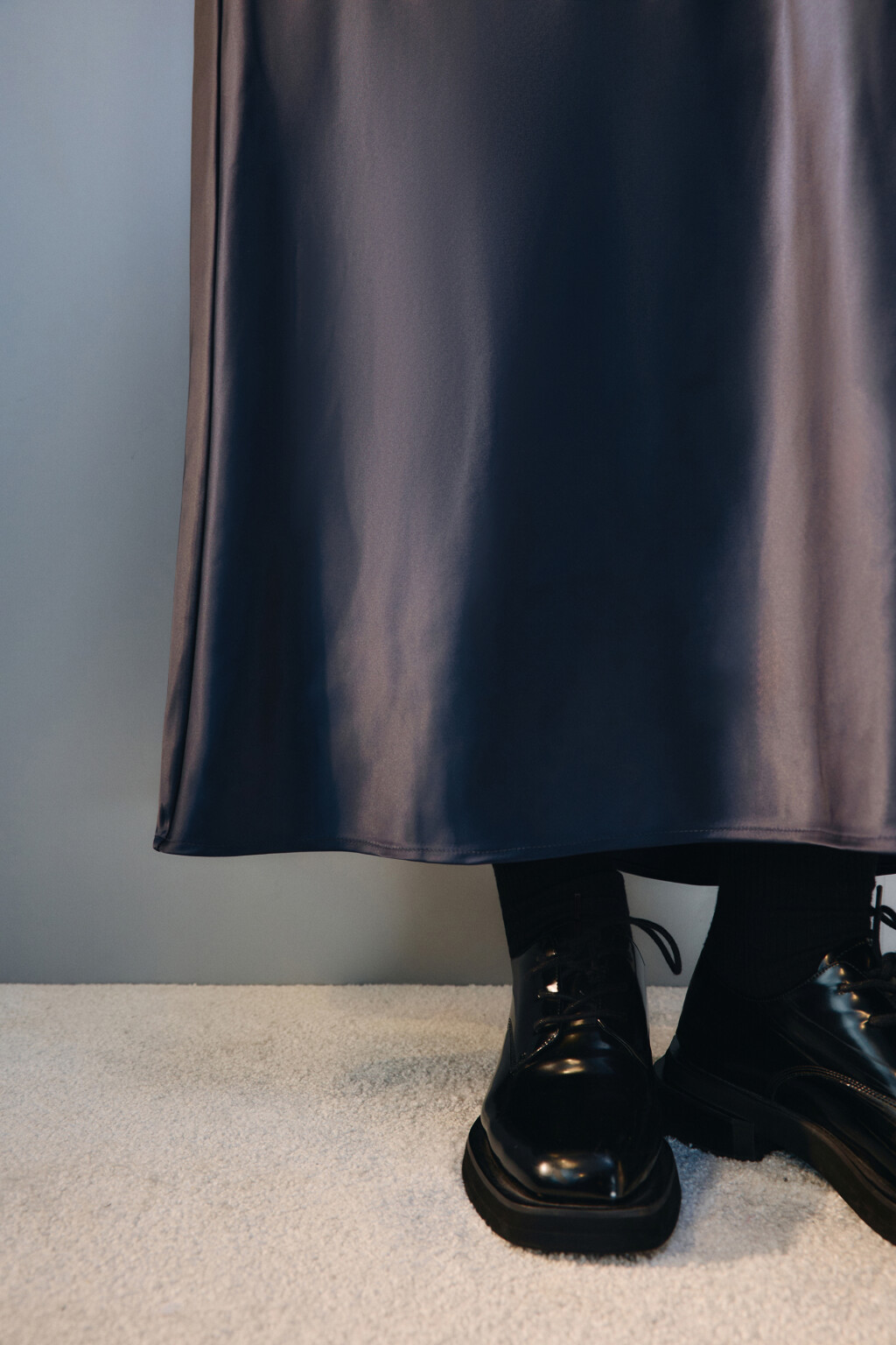 Юбка-годе макси атласная - цвет синий - 7