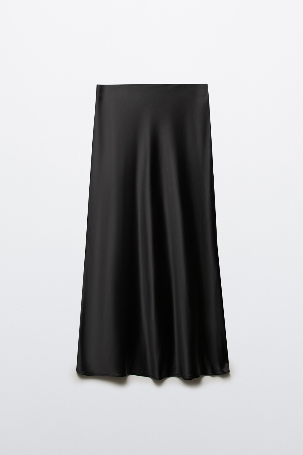 Юбка-годе макси атласная - цвет черный - 1
