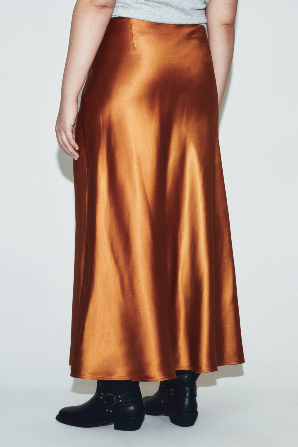 Юбка-годе макси атласная - цвет коричневый - 3