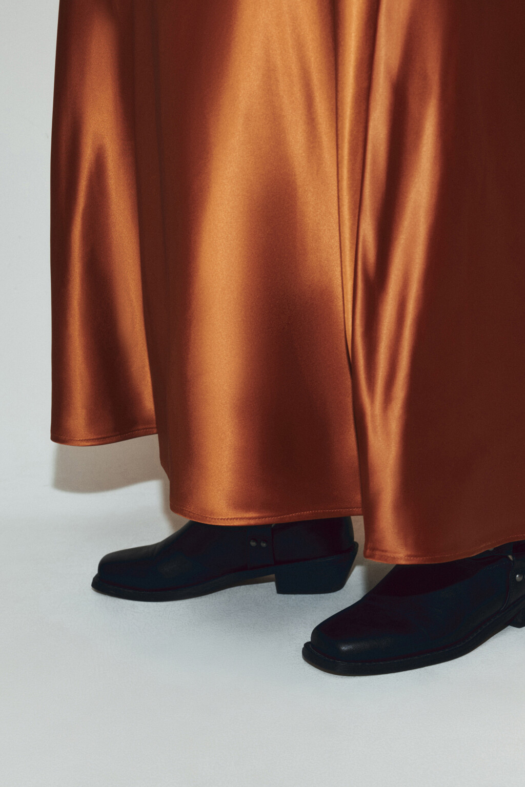 Юбка-годе макси атласная - цвет коричневый - 6