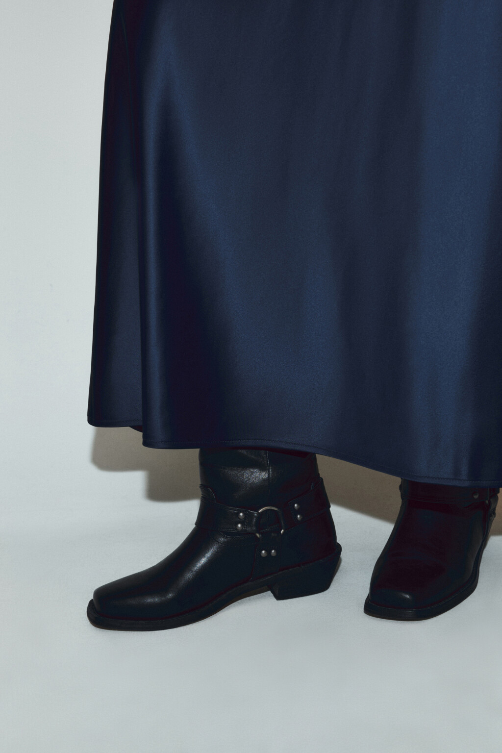 Юбка-годе макси атласная - цвет синий - 6