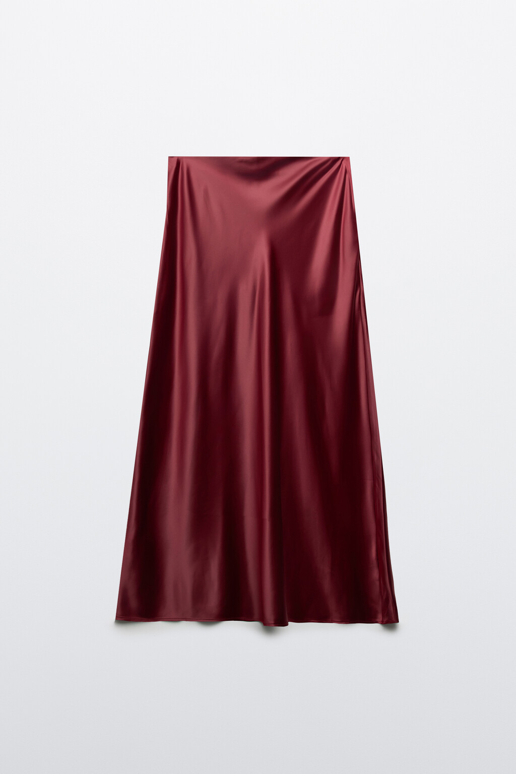 Юбка-годе макси атласная - цвет бордовый - 1