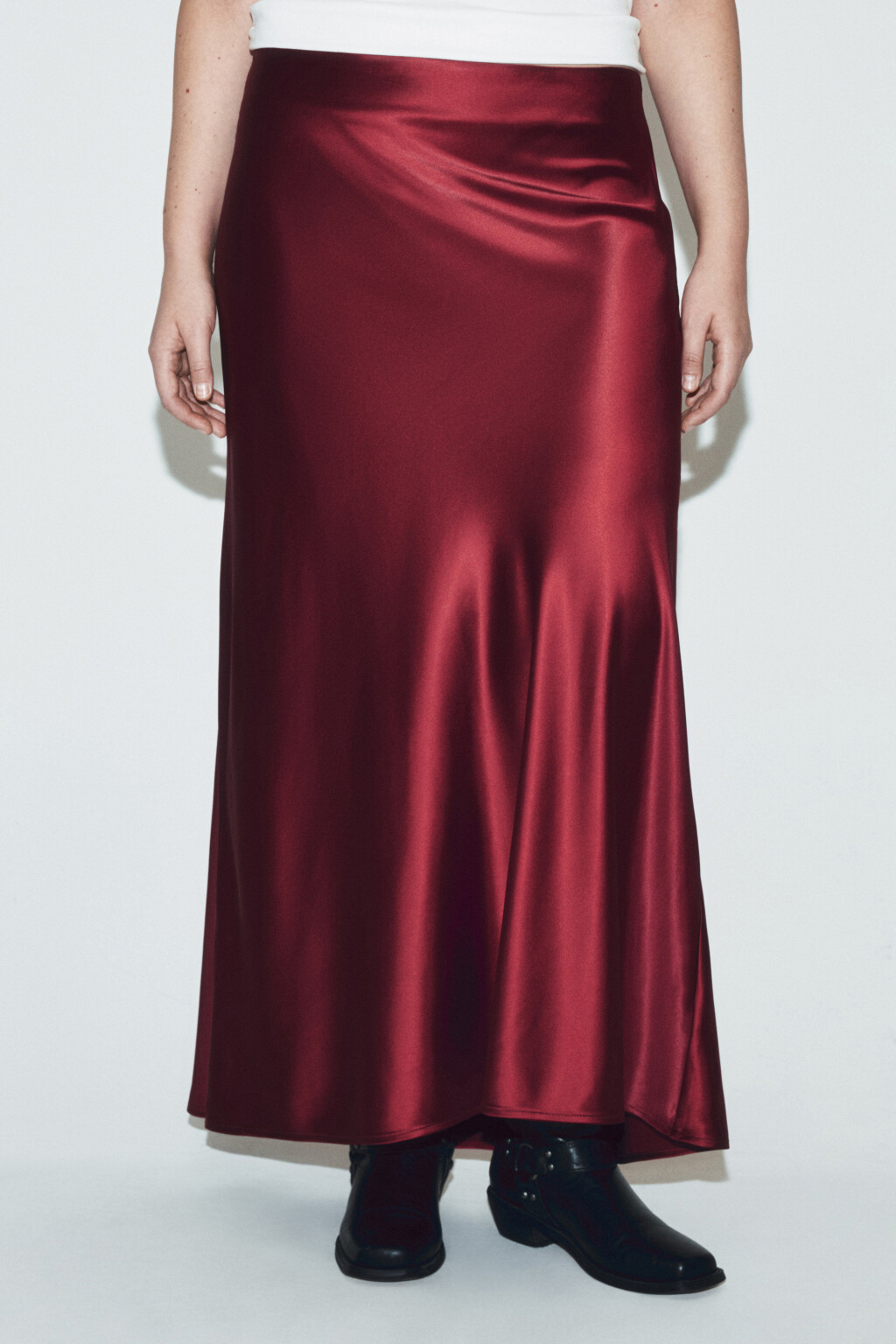 Юбка-годе макси атласная - цвет бордовый - 3