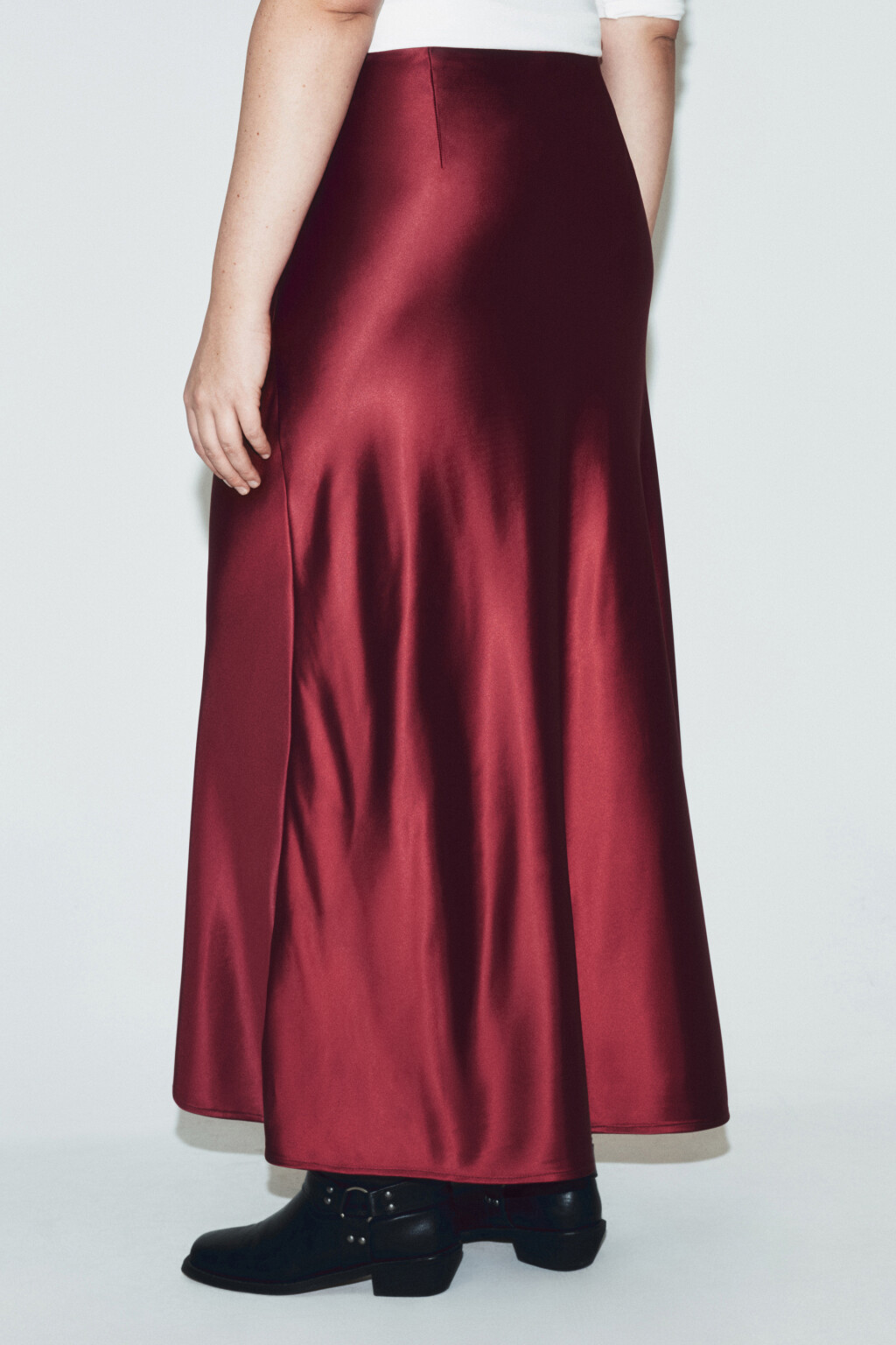 Юбка-годе макси атласная - цвет бордовый - 4