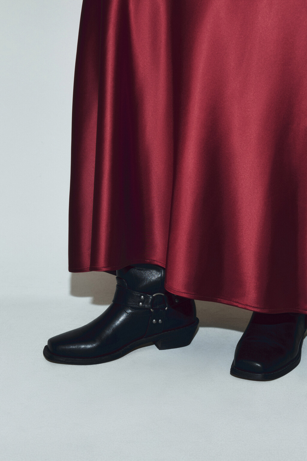 Юбка-годе макси атласная - цвет бордовый - 7