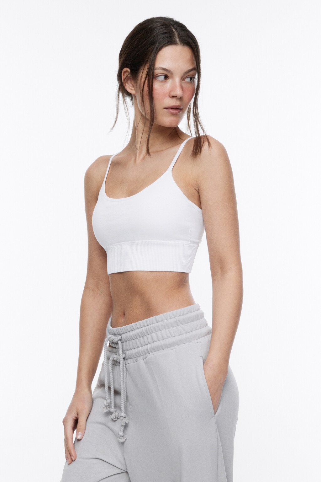 Топ-бюстгальтер спортивный бесшовный - цвет белый - 3