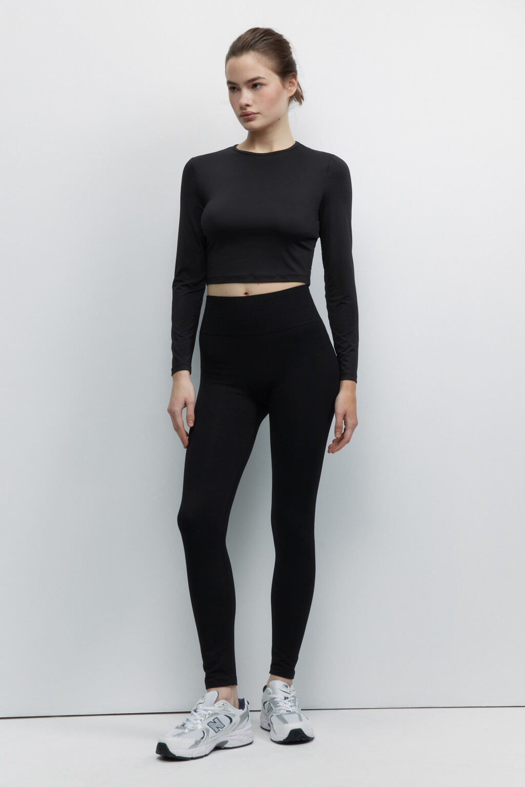 Леггинсы спортивные облегающие с высокой посадкой - цвет черный - 5