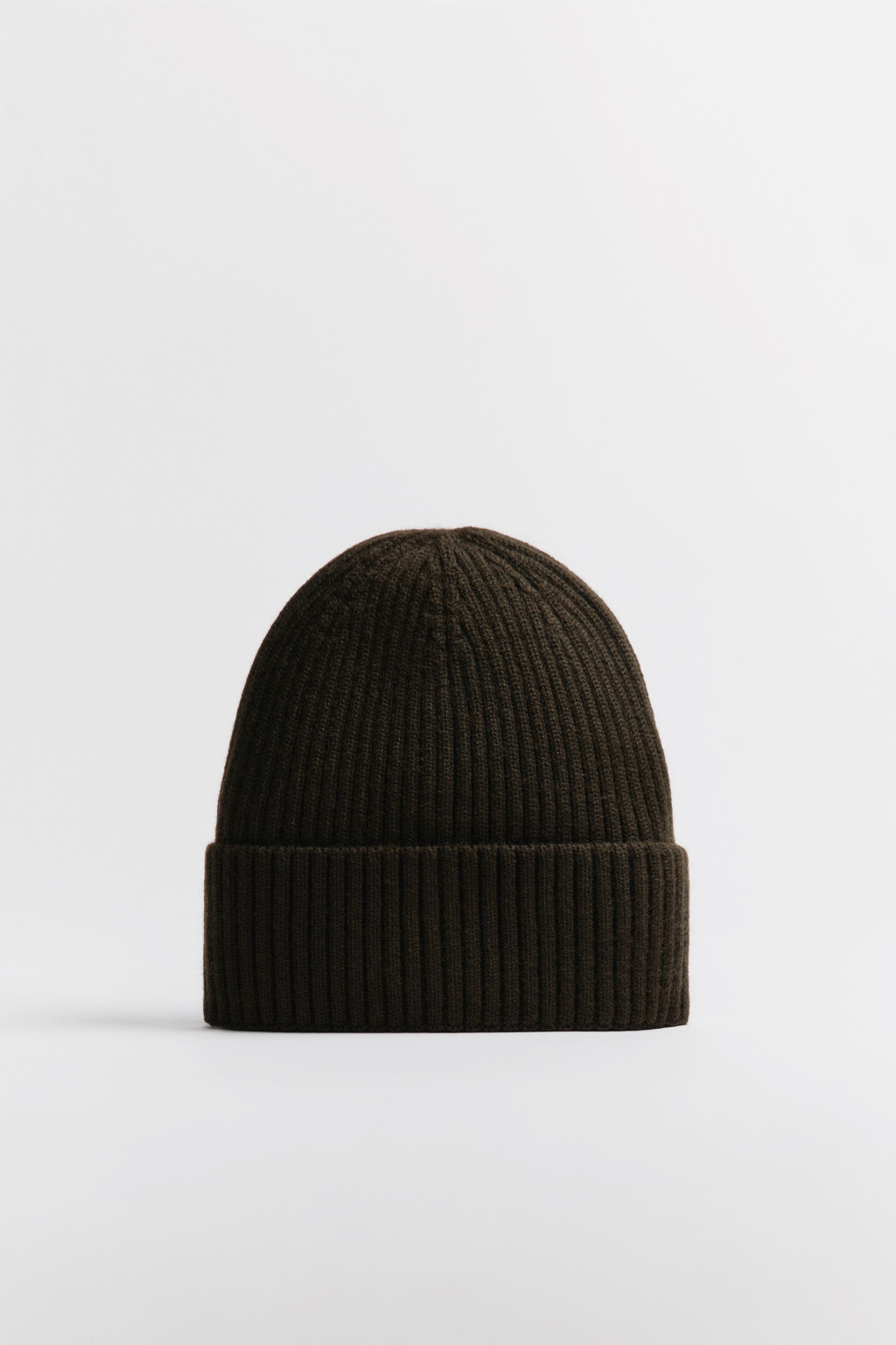 Шапка-бини вязаная в рубчик - цвет зеленый - 1