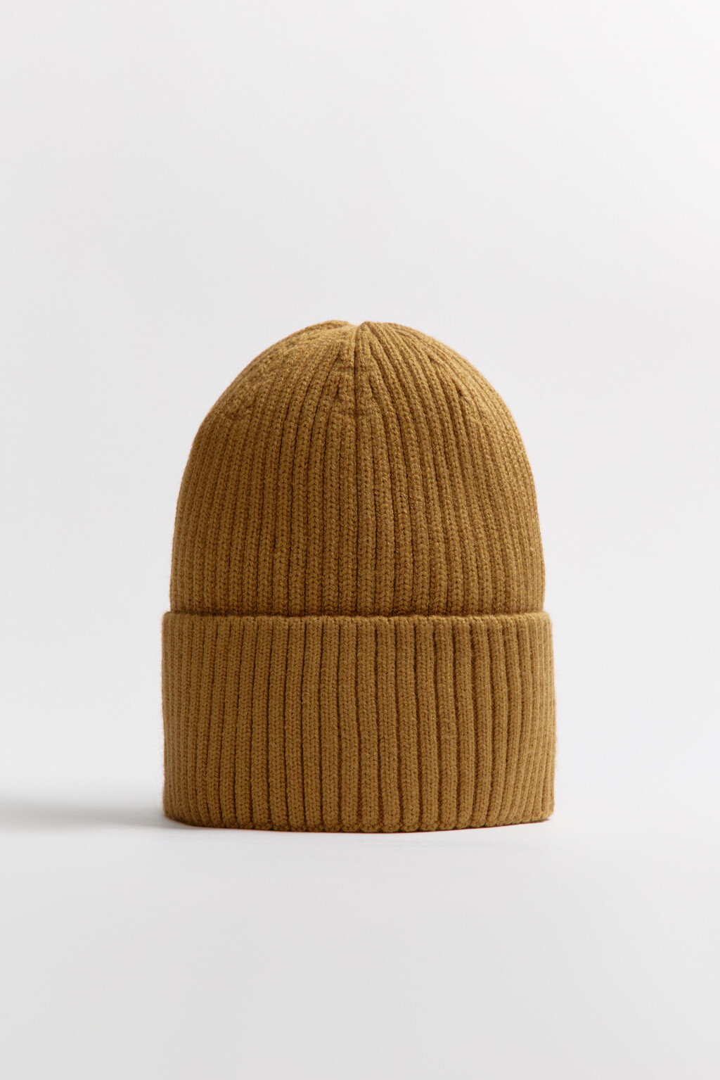 Шапка-бини трикотажная в рубчик - цвет зеленый - 1