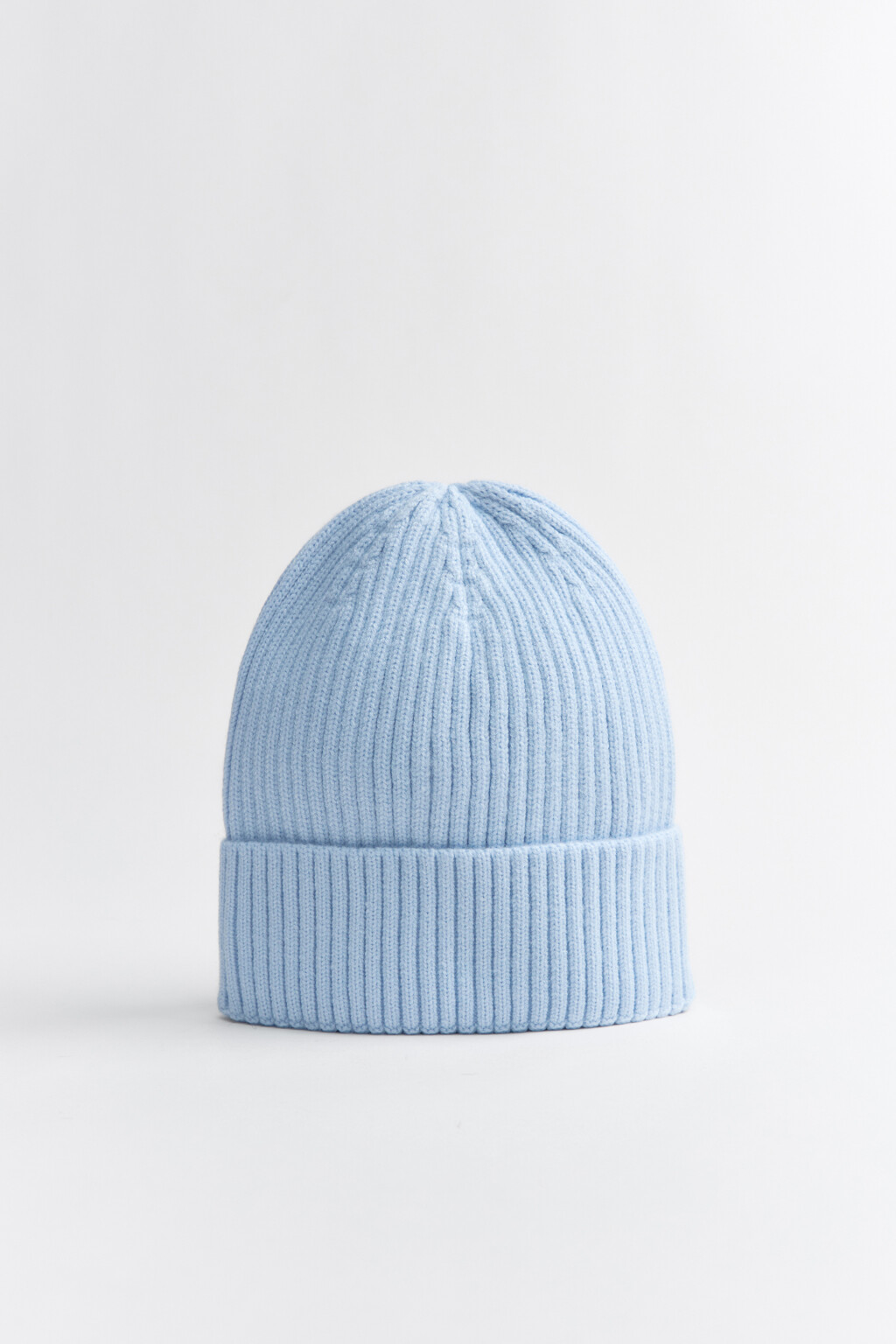 Шапка-бини вязаная в рубчик - цвет голубой - 1