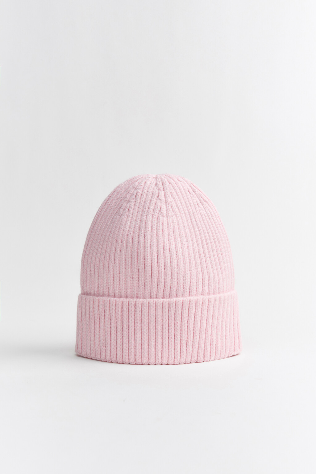 Шапка-бини вязаная в рубчик - цвет розовый - 1