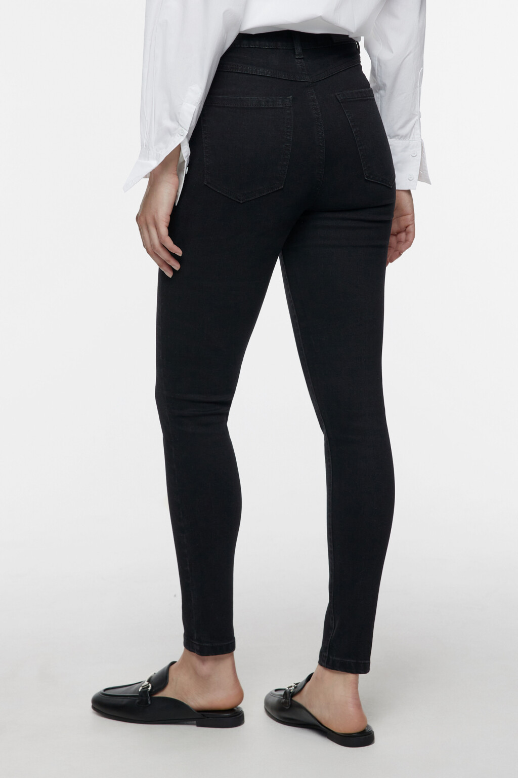 Джинсы skinny облегающие с высокой посадкой - цвет черный - 4