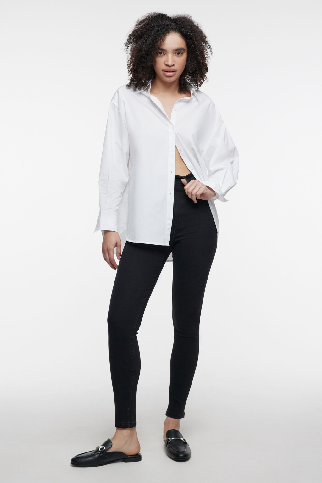 Джинсы skinny облегающие с высокой посадкой - цвет черный - 1