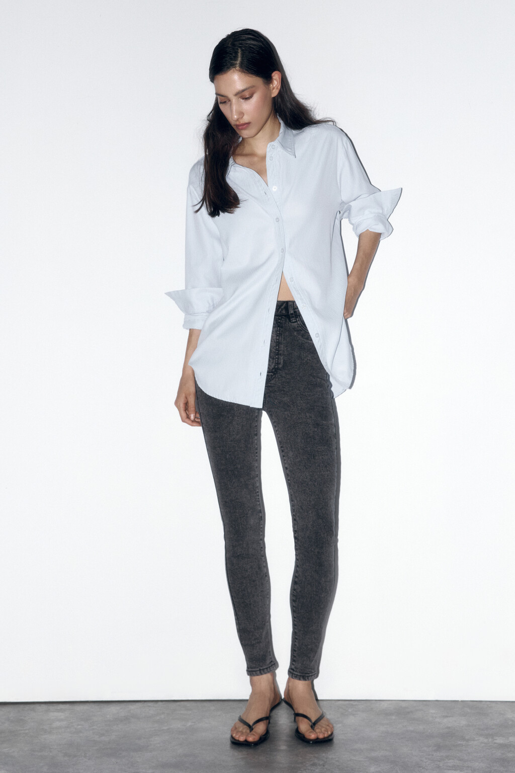 Джинсы skinny fit облегающие с высокой посадкой - цвет серый - 5