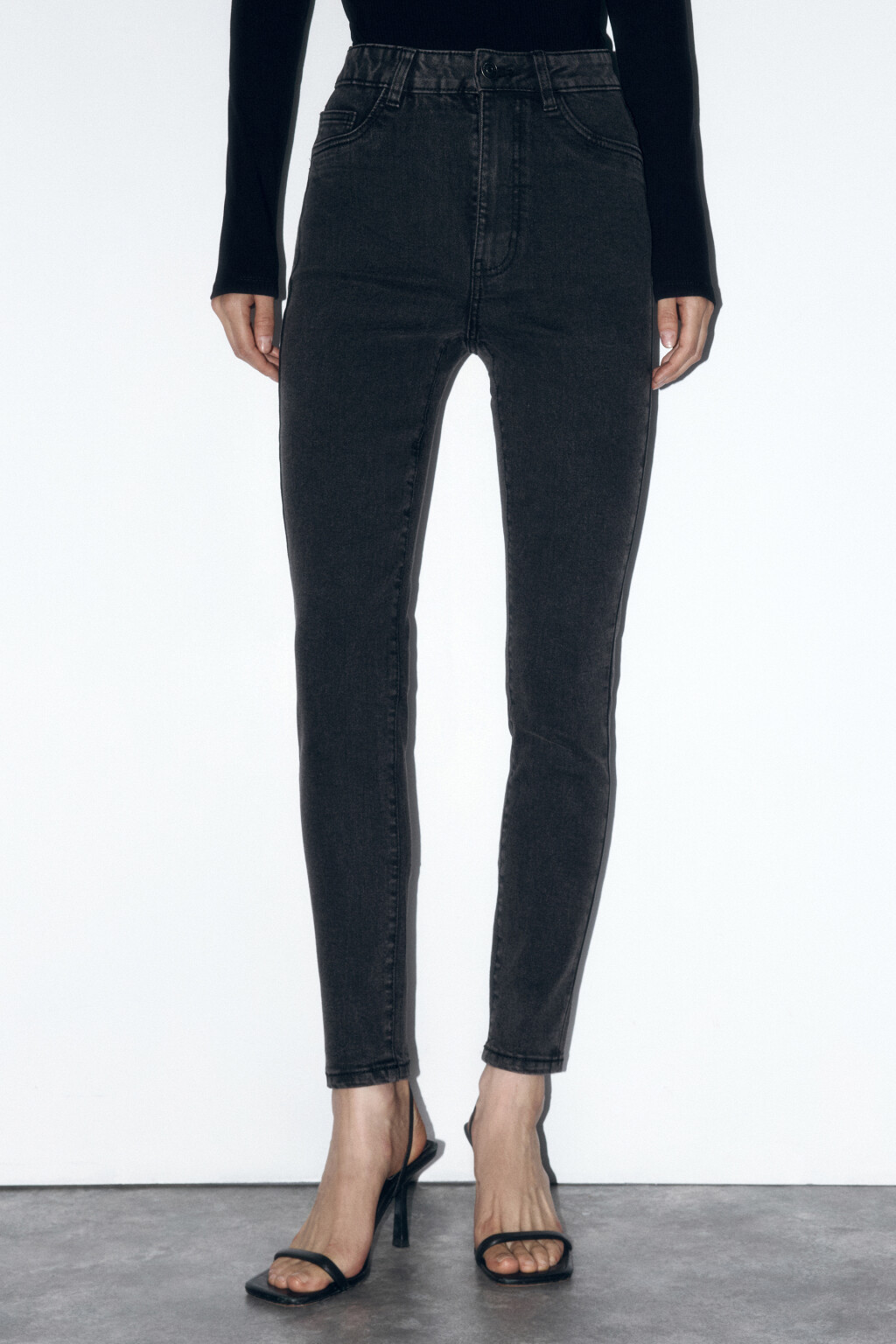 Джинсы skinny fit облегающие с высокой посадкой - цвет серый - 2