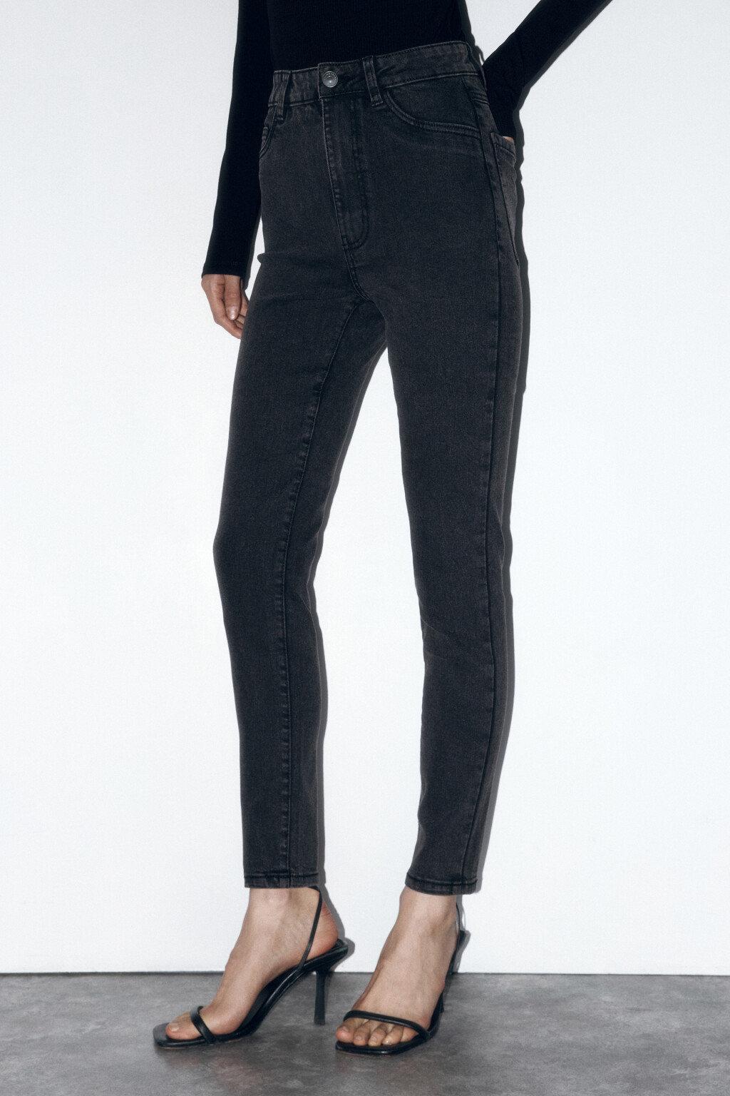 Джинсы skinny fit облегающие с высокой посадкой - цвет серый - 3