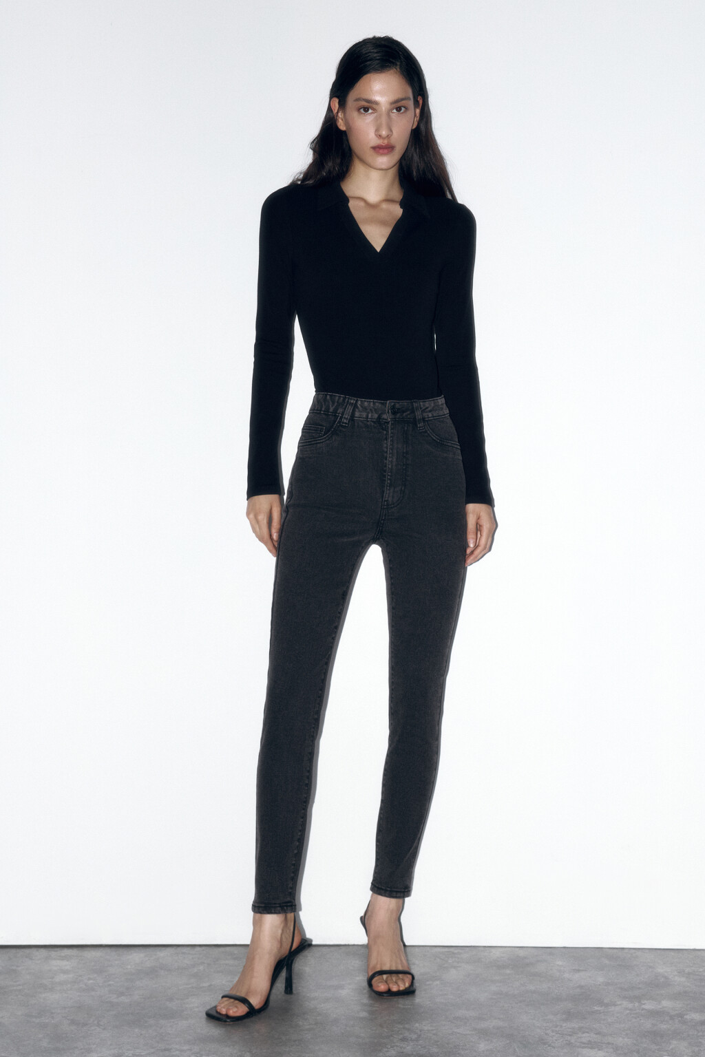 Джинсы skinny fit облегающие с высокой посадкой - цвет серый - 5