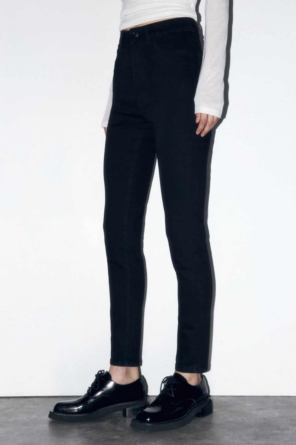 Джинсы skinny fit облегающие с высокой посадкой - цвет черный - 3