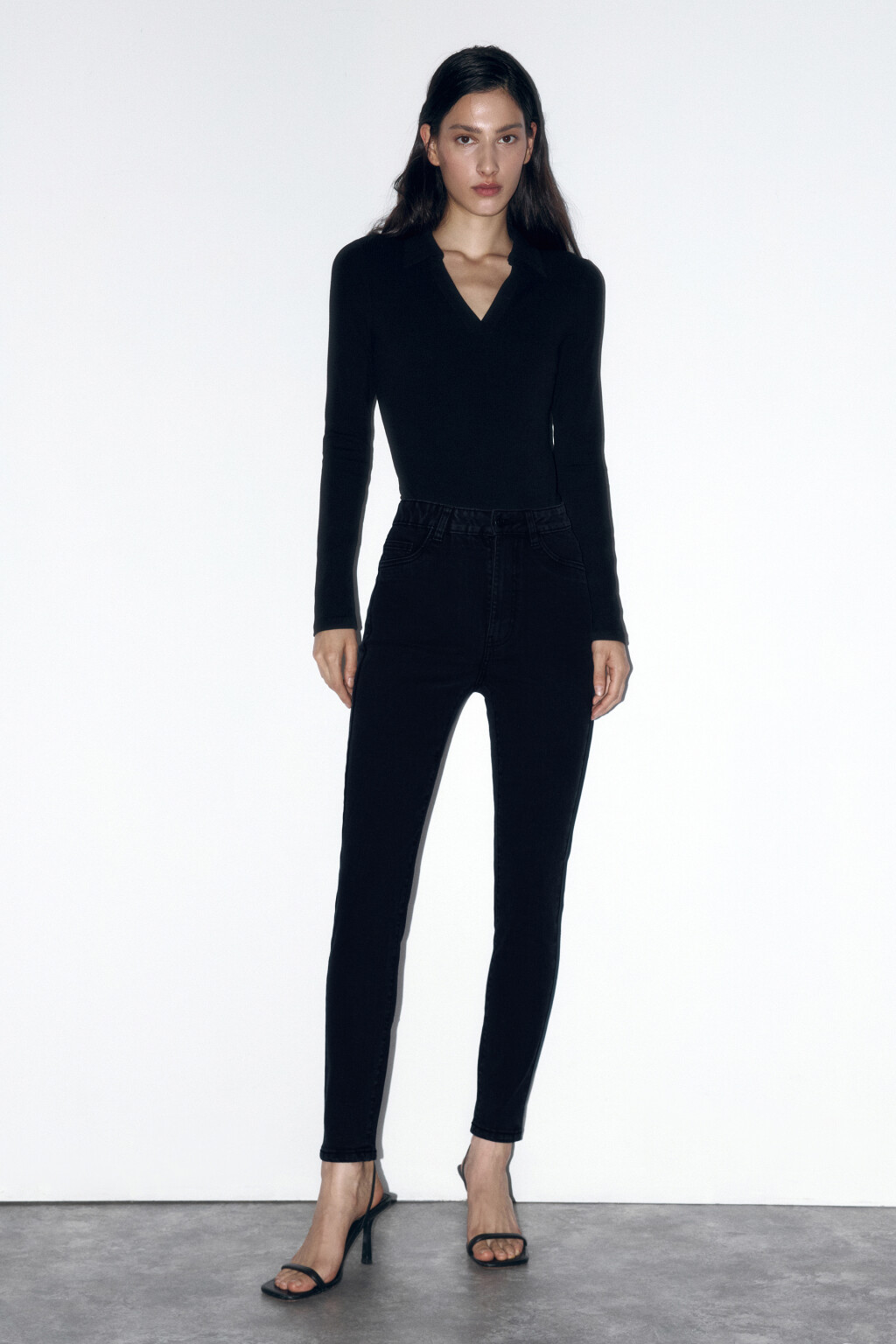 Джинсы skinny fit с высокой посадкой - цвет черный - 3