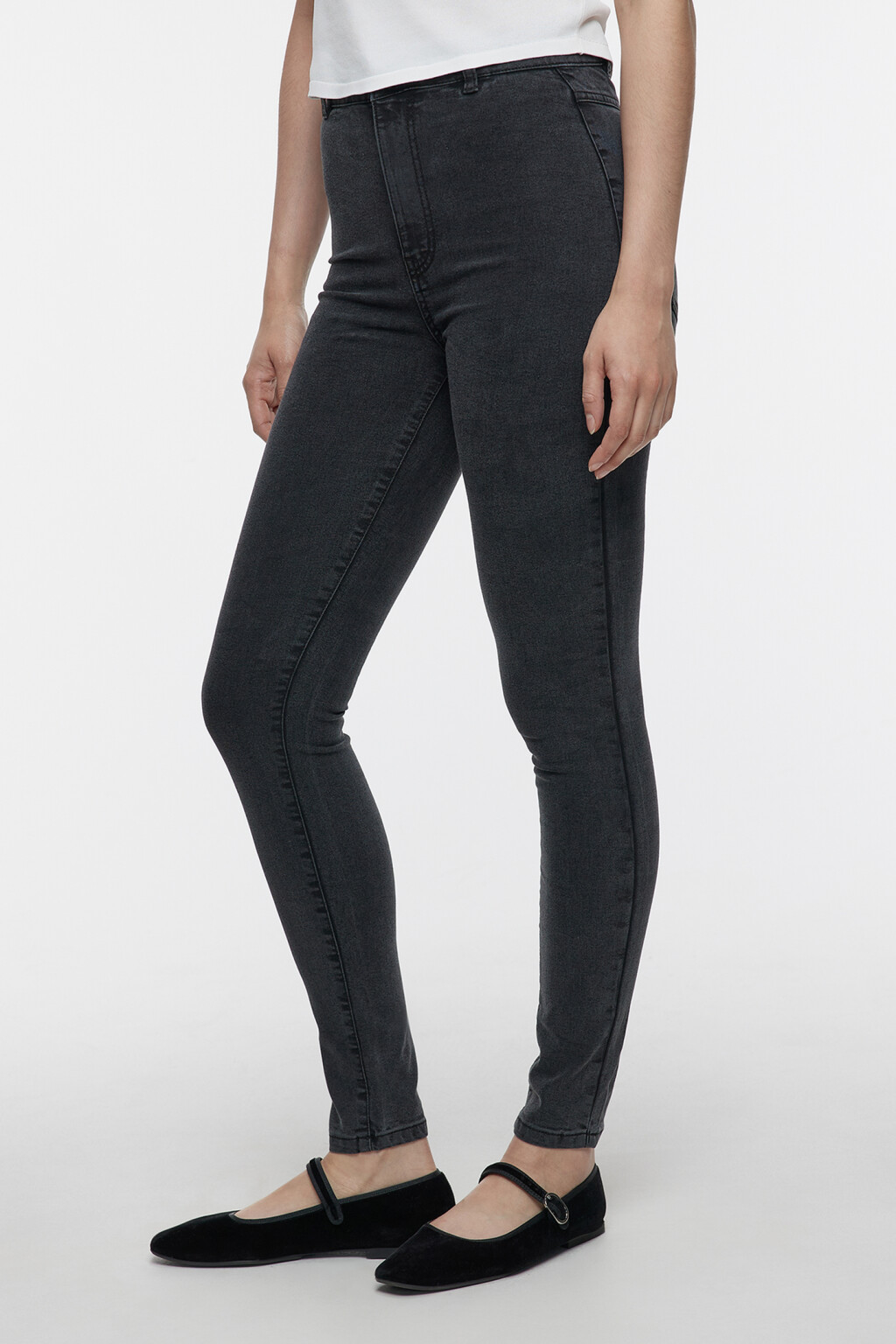 Джинсы skinny облегающие с высокой посадкой - цвет серый - 3