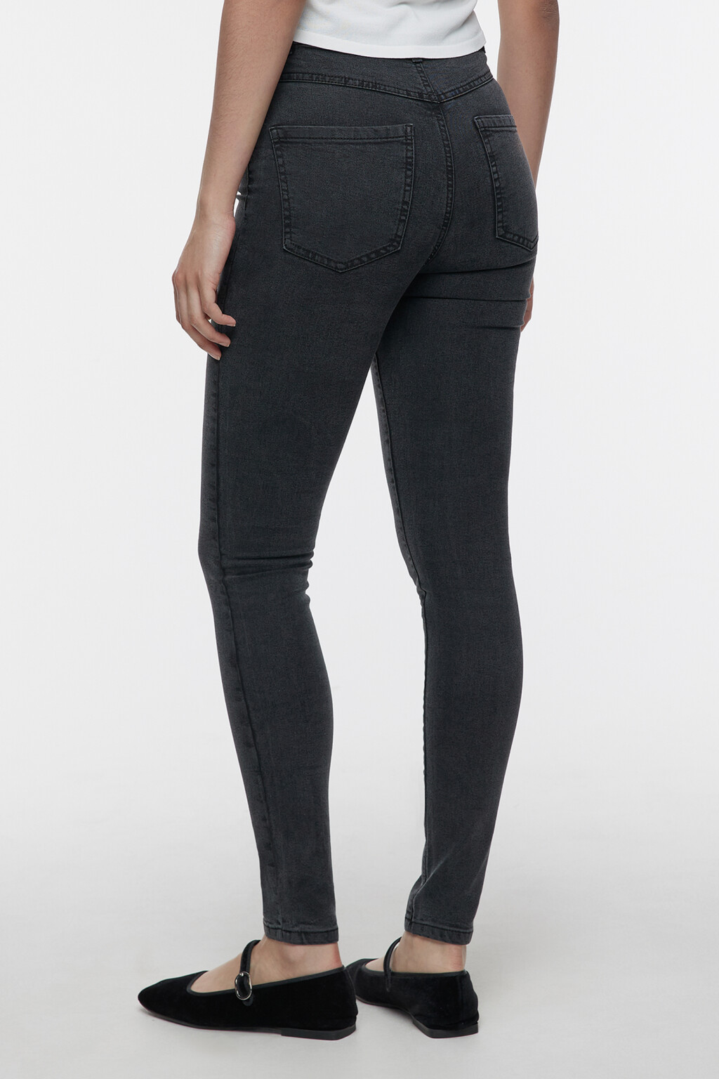 Джинсы skinny облегающие с высокой посадкой - цвет серый - 4
