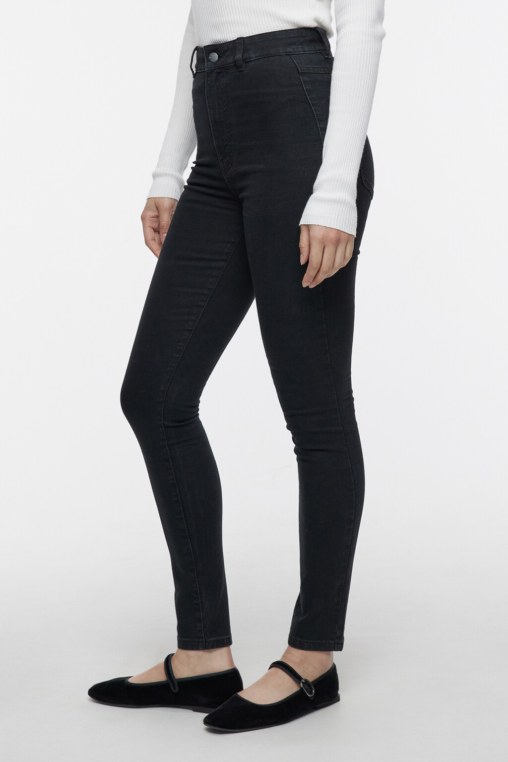 Джинсы skinny облегающие с высокой посадкой - цвет черный - 2