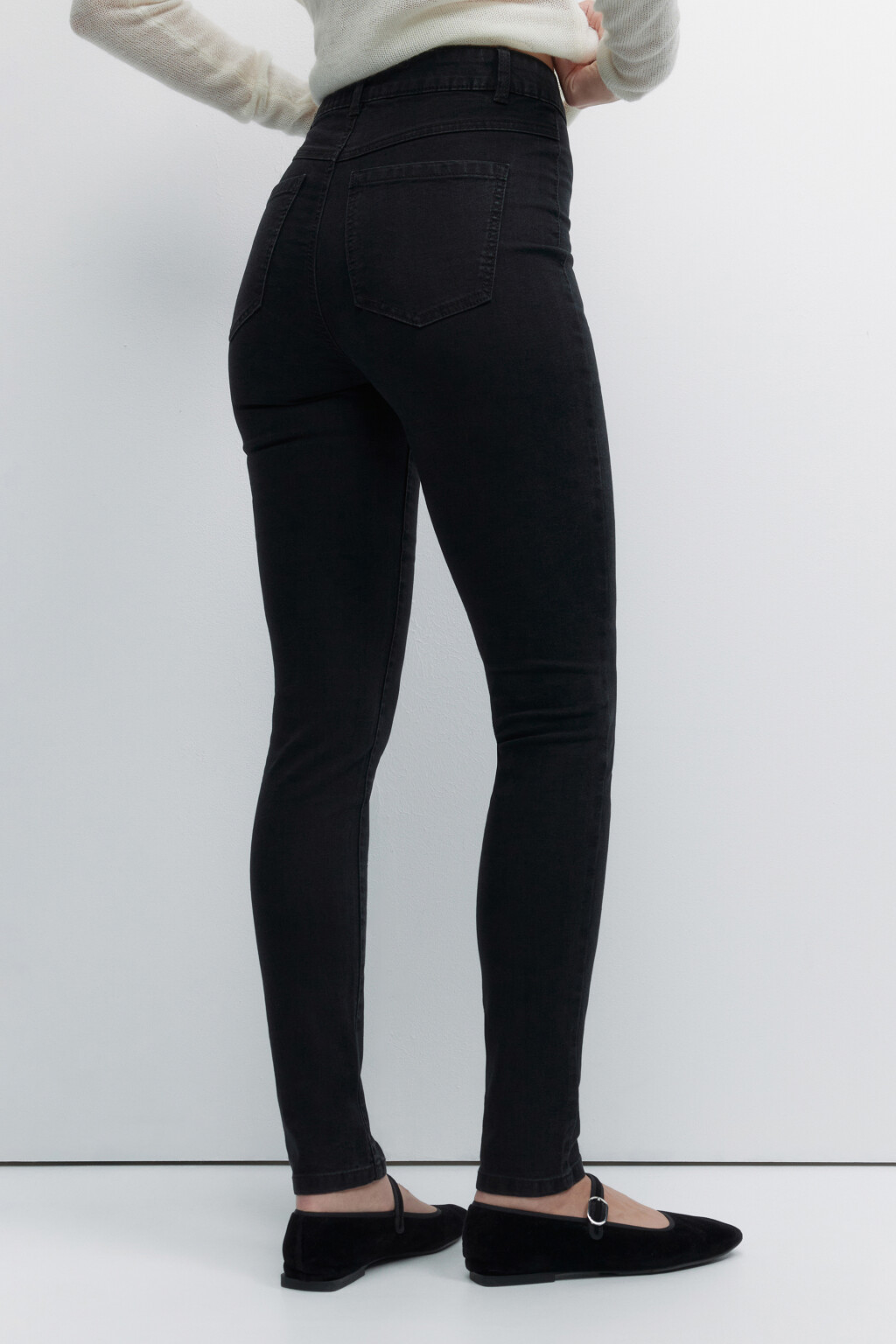 Джинсы skinny облегающие с высокой посадкой - цвет черный - 3