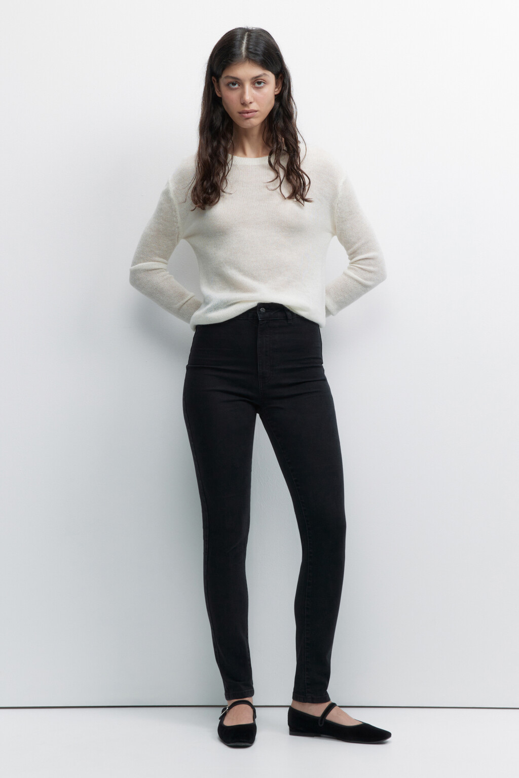 Джинсы skinny облегающие с высокой посадкой - цвет черный - 4