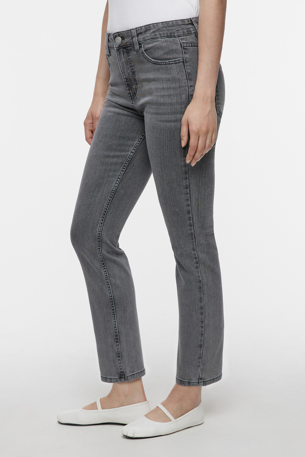 Джинсы slim зауженные со средней посадкой - цвет серый - 2