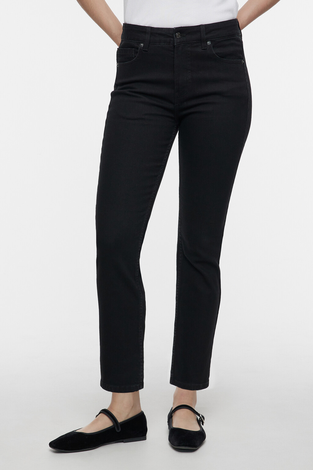 Джинсы slim зауженные со средней посадкой - цвет черный - 1