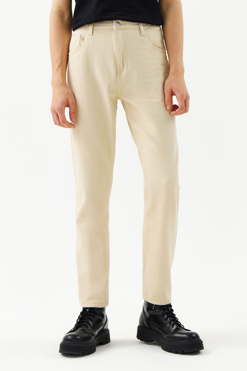 Джинсы зауженные со средней посадкой - цвет белый - 1