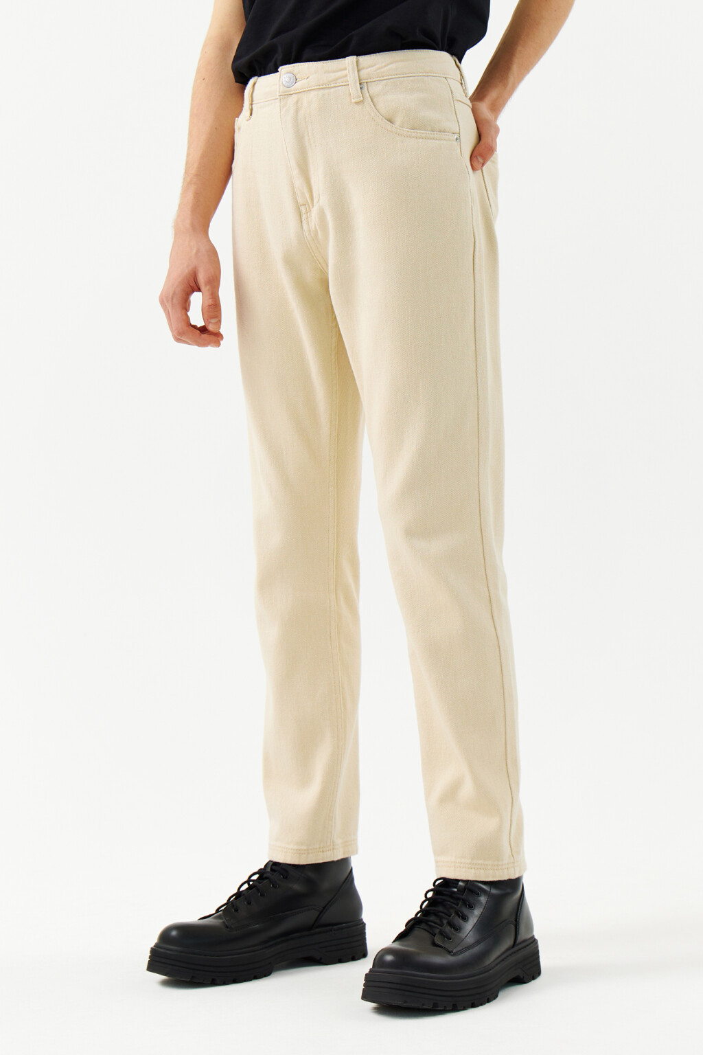 Джинсы зауженные со средней посадкой - цвет белый - 2