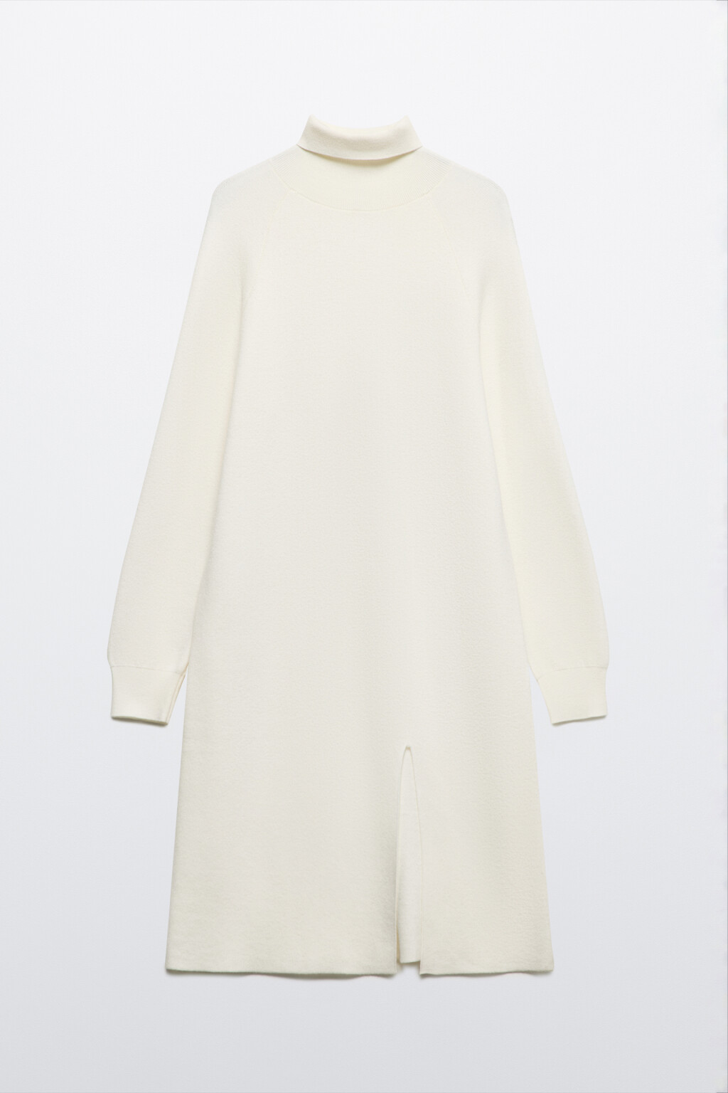 Платье-свитер миди жаккардовое с разрезом - цвет молочный - 8