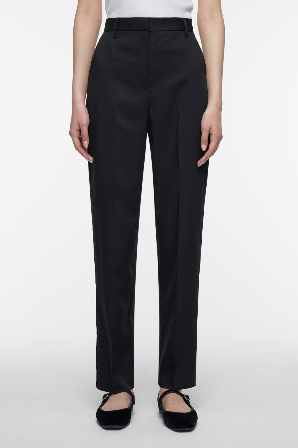 Брюки-чинос костюмные с высокой посадкой - цвет черный - 1